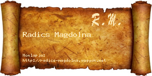 Radics Magdolna névjegykártya